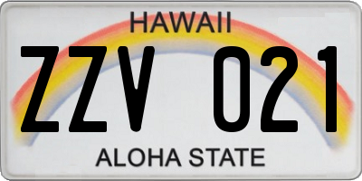 HI license plate ZZV021