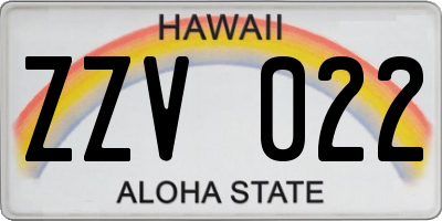 HI license plate ZZV022