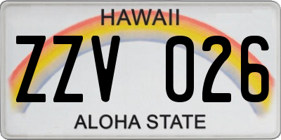 HI license plate ZZV026