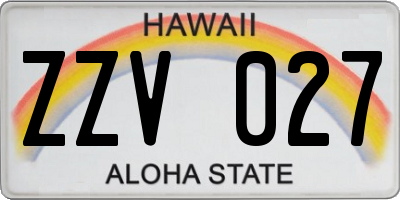 HI license plate ZZV027