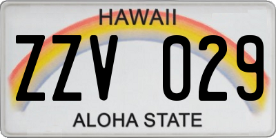 HI license plate ZZV029