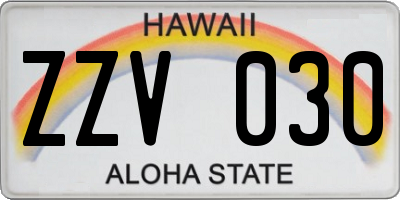 HI license plate ZZV030