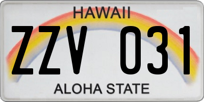 HI license plate ZZV031