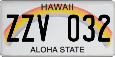 HI license plate ZZV032