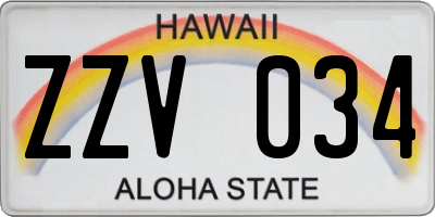 HI license plate ZZV034