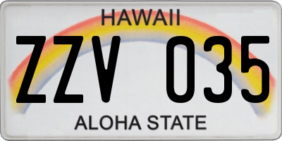 HI license plate ZZV035