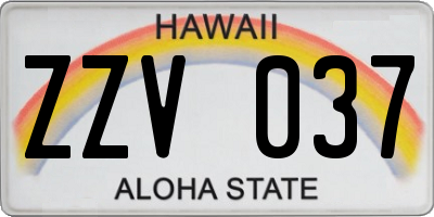 HI license plate ZZV037