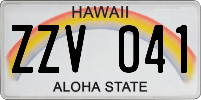 HI license plate ZZV041