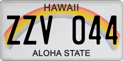 HI license plate ZZV044