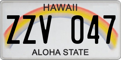 HI license plate ZZV047