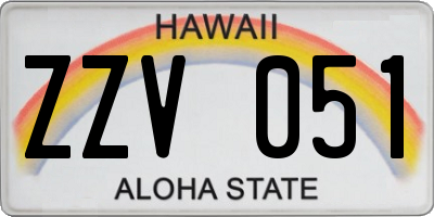 HI license plate ZZV051