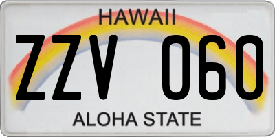 HI license plate ZZV060