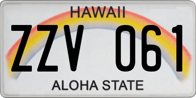 HI license plate ZZV061