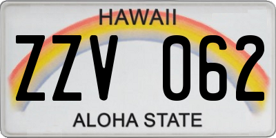 HI license plate ZZV062