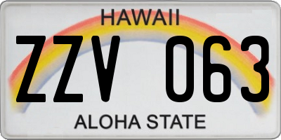 HI license plate ZZV063