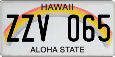 HI license plate ZZV065