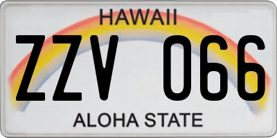 HI license plate ZZV066