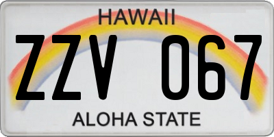 HI license plate ZZV067