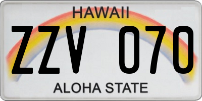 HI license plate ZZV070