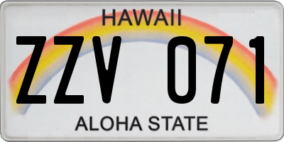 HI license plate ZZV071