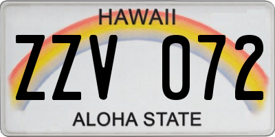 HI license plate ZZV072