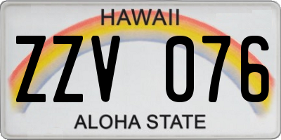 HI license plate ZZV076