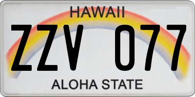 HI license plate ZZV077