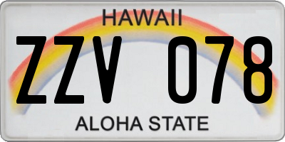 HI license plate ZZV078