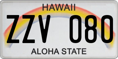 HI license plate ZZV080