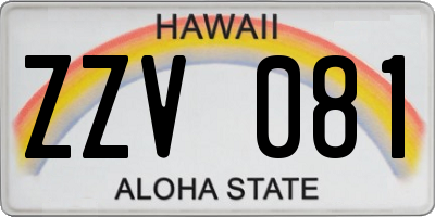 HI license plate ZZV081