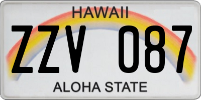 HI license plate ZZV087