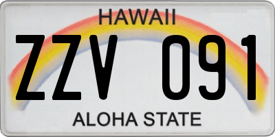 HI license plate ZZV091