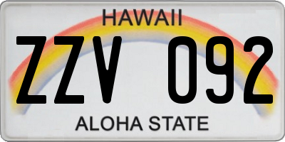 HI license plate ZZV092