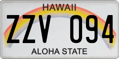 HI license plate ZZV094