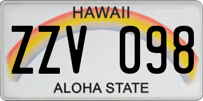 HI license plate ZZV098