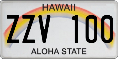 HI license plate ZZV100