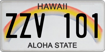 HI license plate ZZV101