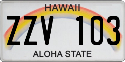 HI license plate ZZV103