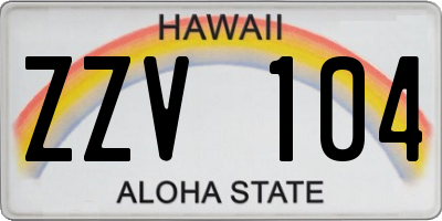 HI license plate ZZV104