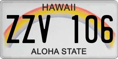 HI license plate ZZV106