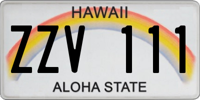 HI license plate ZZV111