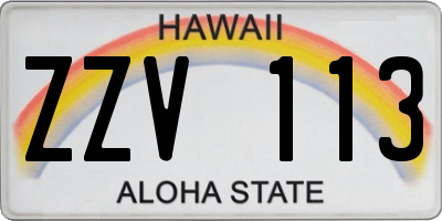 HI license plate ZZV113