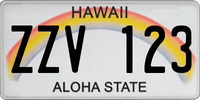 HI license plate ZZV123