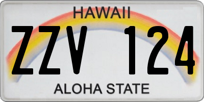 HI license plate ZZV124