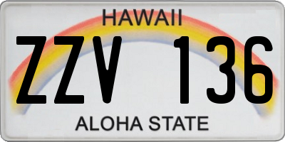 HI license plate ZZV136