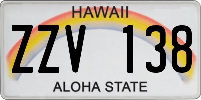 HI license plate ZZV138