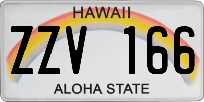 HI license plate ZZV166