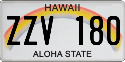 HI license plate ZZV180