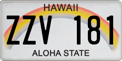 HI license plate ZZV181