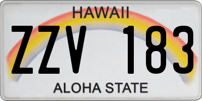 HI license plate ZZV183